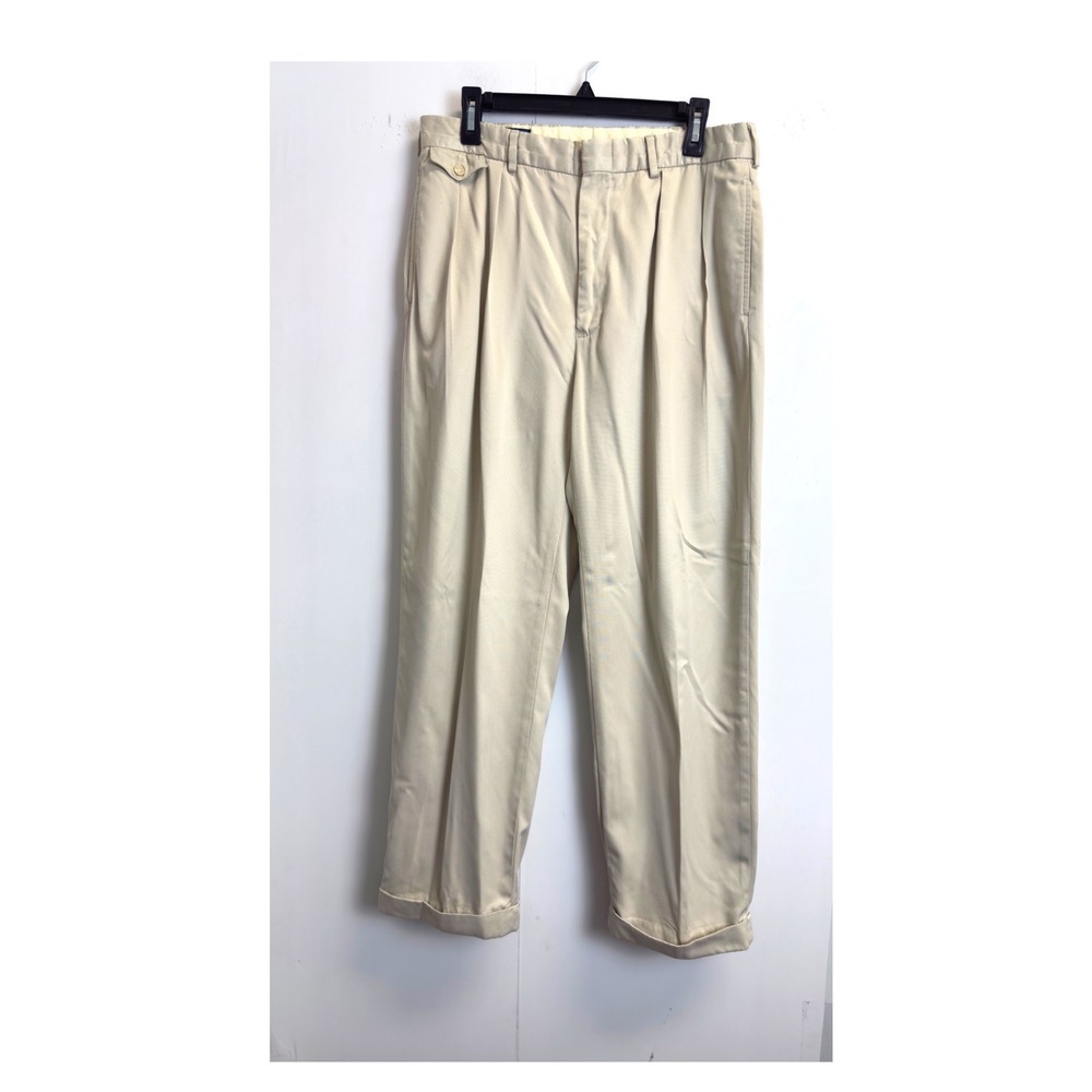 Polo Golf Ralph Lauren Mens‎ Pleated Trousers Tan Beige Cuffed Dress Pants 33x30